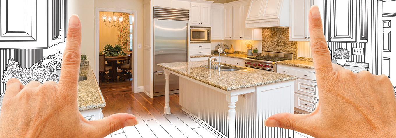 Two hands framing the dream of a new kitchen. Spruce up your home with a remodeling loan.